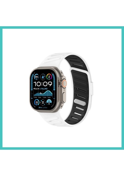Ny Joy Watch Ultra 49mm Twin Silikon Kordon - Beyaz-siyah Nyjoybz