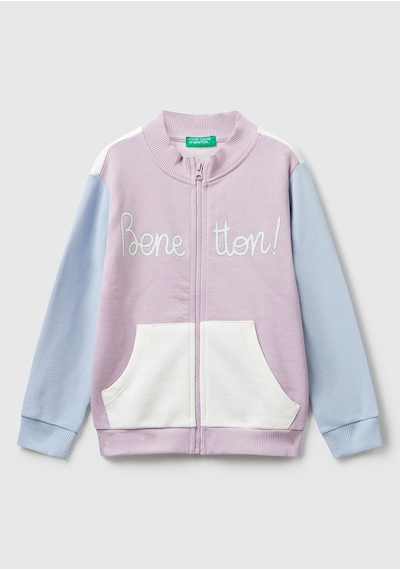 United Colors Of Benetton Benetton Kız Bebek Fermuarlı Sweatshırt Beyaz