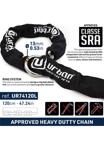 Urban Securıty Ur74-120 13.5 Mm 120cm Kement Zincir Kilit 120cm Zincir