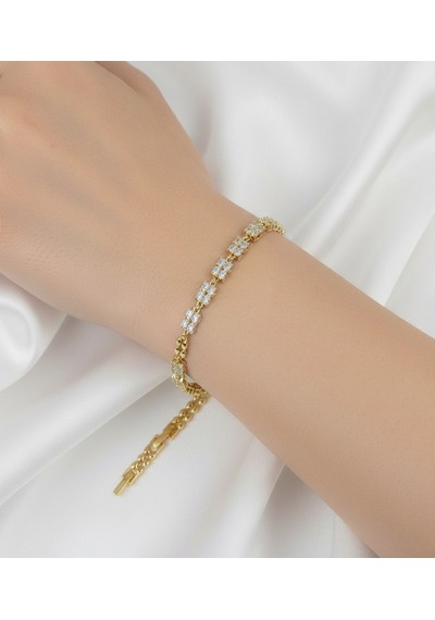 Xuping Modern Tasarım Taşlı Kuyumcu Serisi Premium Bileklik 17cm + 2cm Gold
