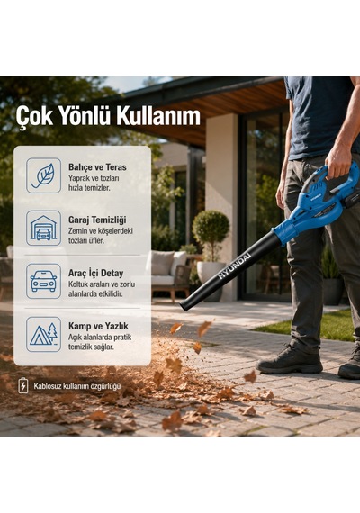 Hyundai Hy20cb 20v Max Akülü Üfleme Cihazı 200 Km/s Hava Hızı Akü Ve Şarj Cihazı Hariç