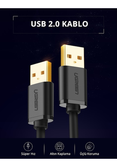 Ugreen Usb To Usb Data Ve Şarj Kablosu, 2 Metre, 10311