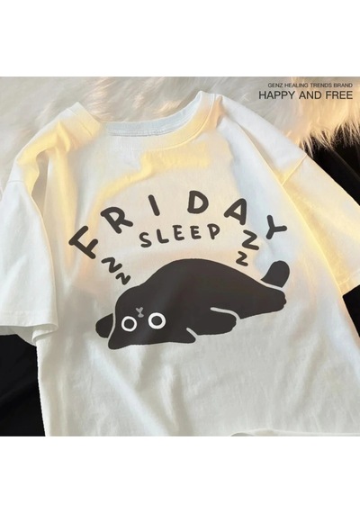 Startmore Beyaz Pazartesi Uyku Eğlenceli Unisex Kedi Tarzı Yaz Lar İçin Japonya Çift E Beyaz