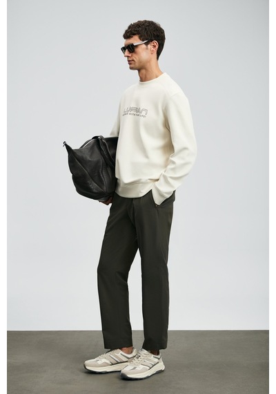 Lufian Erkek Luther Sweatshirt 112030171 Ekru Ekru