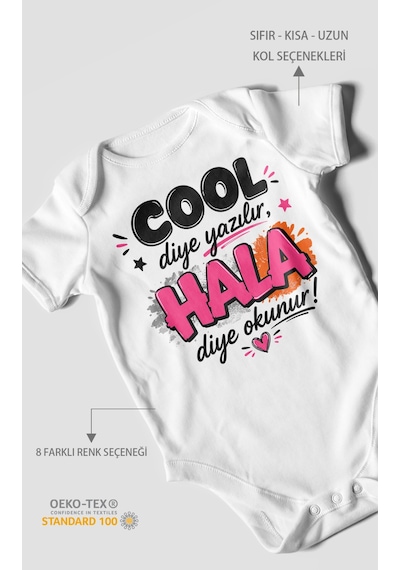 Morivokids Cool Diye Yazılır Hala Diye Okunur Kısa Kollu Bebek Body %100 Pamuk Beyaz