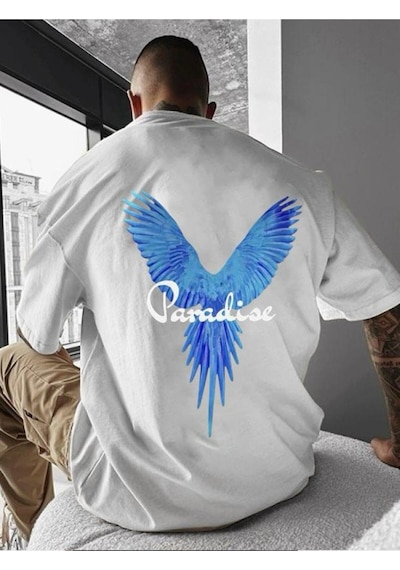 Paradıse Baskılı Oversize Tişört BEYAZ