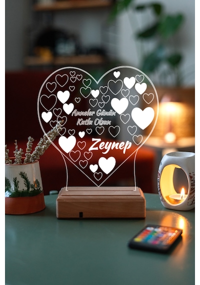 Anneler Günü Hediye Kalp 3D Masaüstü Led Lamba