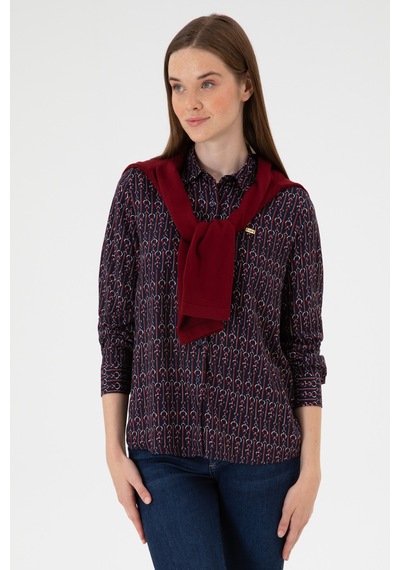 U.S. Polo Assn. Kadın Lacivert Uzun Kollu Gömlek 50316381-VR033