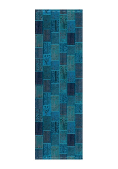 Turkuaz Patchwork Desenli Premium Masa Örtüsü Runner Rnr294