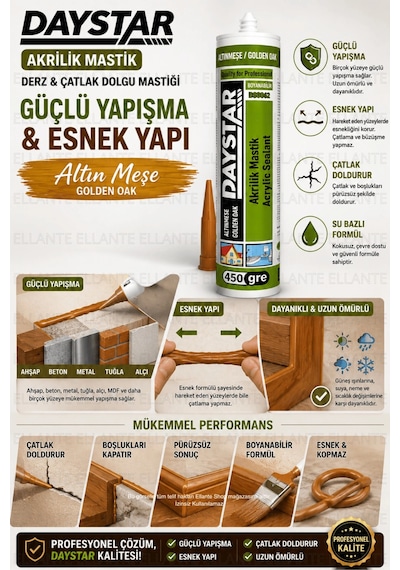 Altın Meşe Akrilik Mastik 450 Gr Boyanabilir Derz Ve Çatlak Dolgu Mastiği Ahşap Uyumlu Golden Oak Es Çok Renkli Altın Meşe Akrilik Mastik 450 Gr Boyanabilir Derz Ve Çatlak Dolgu Mastiği Ahşap Uyumlu Golden Oak Es Çok Renkli