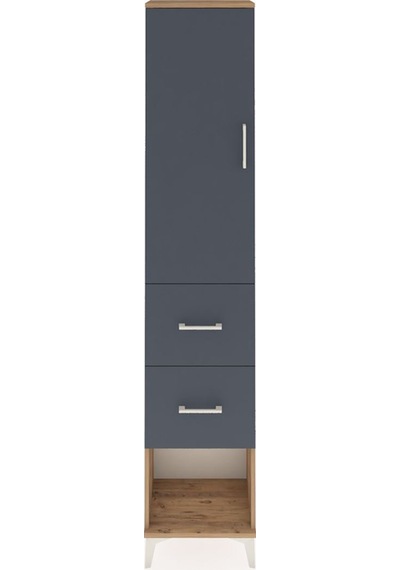 Arges Dolap 3 Raflı 2 Çekmeceli Tek Kapaklı 44x30x221 Çam-antrasit Atlas Çam