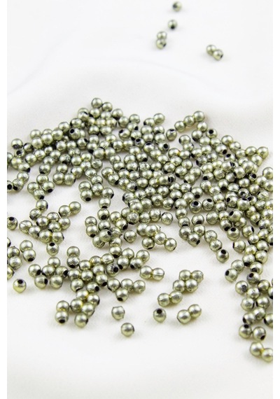 4 Mm Üstü Siyahlı Metalik Yeşil Plastik İnci Boncuk Aksesuar Takı Malzemesi 25 Gr
