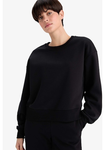 Defacto Boxy Fit Basıc Sweatshirt B8568AX24WN Siyah