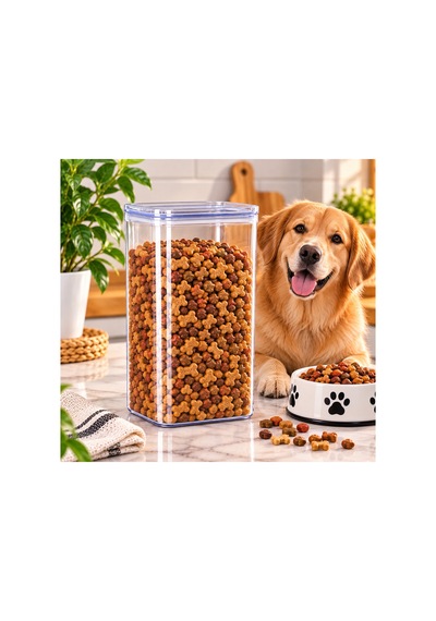 Köpek Mama Saklama Kavanozu Kedi Mama Saklama Kabı Gri Gri
