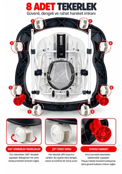Baby Home İlk Adım Müzikli Yürüteç Oyuncaklı Yürüteç Müzikli Yürüteç Oyuncaklı Yürüteç