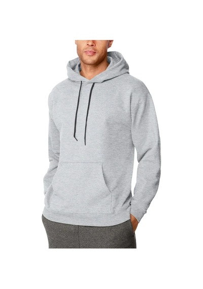 Erkek 3 İplik Pamuklu Kapüşonlu Cepli Hoodie Sweatshirt - Gri