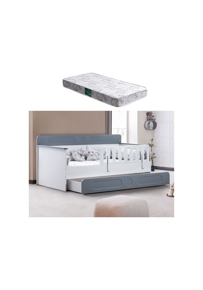Yavrulu Karyola, Flora Yavrulu Montessori Karyola - Gri + 1 Adet Comfort Yatak