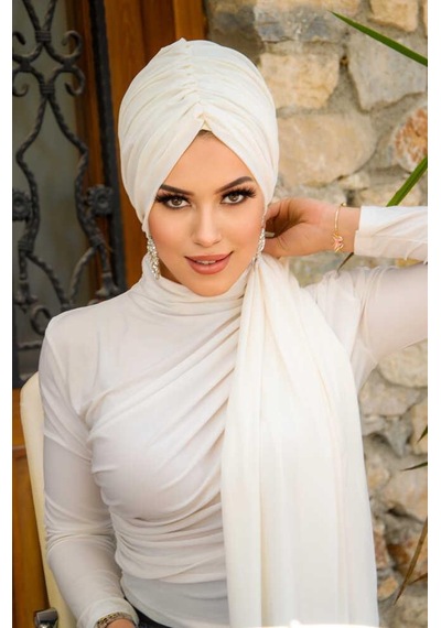 Aişe Tesettür Kırık Beyaz Dolama Bone