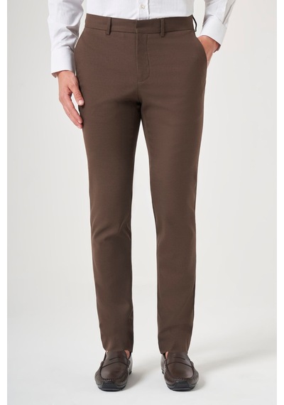 İmza Kahverengi Yan Cep Slim Fit Esnek Chino Pantolon 1003260154 Koyu Kahverengi