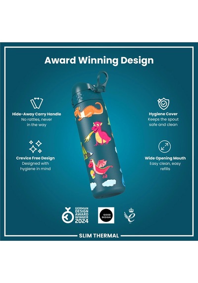 Ion8 - İnce Su Termosu - Ejderhalar - 500 Ml - Sızdırmaz Çok Renkli