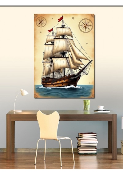 Kanvas Tablo Yelkenli Gemi Yolculuğu 50cmx70cm