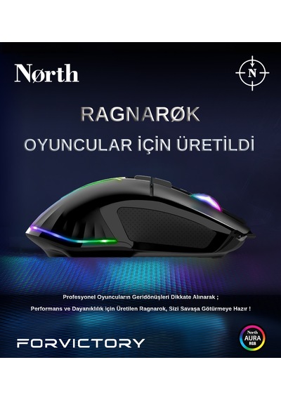 North Ragnarok PMW3389 RGB 12.800 Dpı Profesyonel Makrolu Oyuncu Mouse