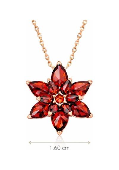 Gümüş Rose Kırmızı Lotus Çiçeği Kolye Çok Renkli Çok Renkli