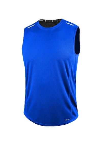 Genius Store Erkek Nem Emici Hızlı Kuruma Atletik Teknik Performans Sporcu Sıfır Kol T-shirt Drıfıt-sıfırkol Mavi