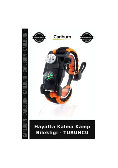 Hayatta Kalma Kamp Bilekliği - Turuncu Seyahat Desteği Macera Eşyası Doğa Sporu Çok Renkli