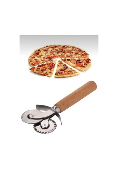 Jenerik Çift Başlıklı Ahşap Saplı Pizza Kesici Hamur Kesici