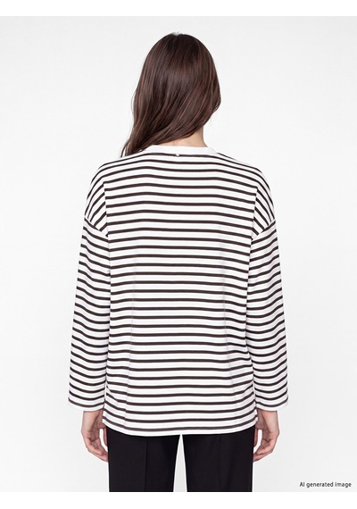 Lcw Modest Kahverengi Çizgili Oversize Kadın Sweatshirt Tunik