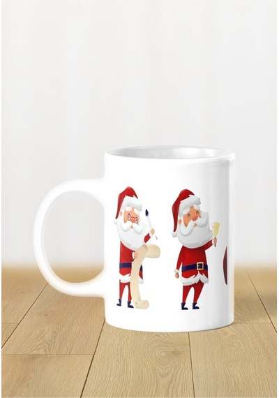 Hediyelik Yeniyıl / Yılbaşı / Noel Baba Baskılı Kupa Bardak Beyaz