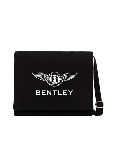 Bentley Logo 2 Siyah Kanvas Postacı Çantası