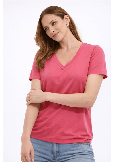 Fashion Friends V Yaka Fuşya Kadın Bluz 26y0144k1