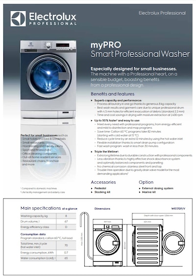 Electrolux Professional Mypro WE170P 8 KG 1400 RMP Çamaşır Makinesi