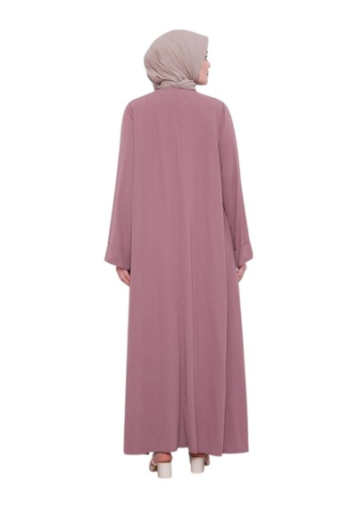 Levidor Plise Düğme Detaylı Ferace Gül