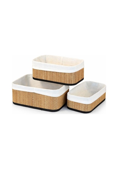 Paçi Wicker Premium Serisi Dikdörtgen 3'lü Set Organizer Sarı
