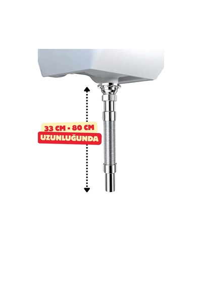 2adet Premium Körüklü Evye Sifonu Koku Yapmaz, Uzayabilen Esnek Gider Borusu 33-80 Cm
