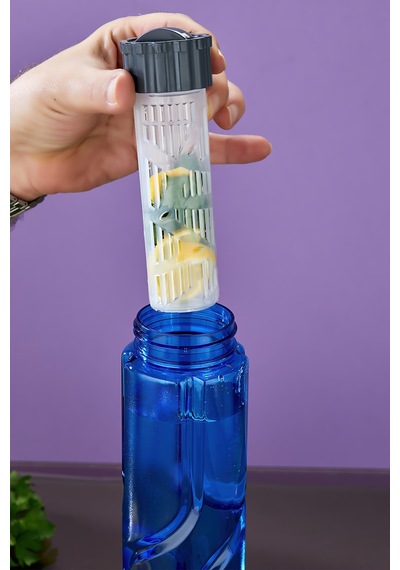 800 Ml Detoks Su Matarası Suluk Pipetli , Bpa Sız, Kilitli Ve Sızdırmaz Kapak - Mavi MAvi
