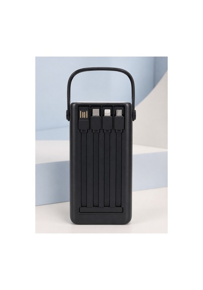 Ers50.000 Mah Taşınabilir Powerbank 22,5 W Hızlı Şarj 4 Dahili Şarj Kablosu Dijital Ekran Led Aydınlatma Ve Taşıma Sapı