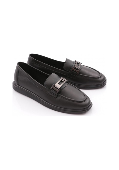 Dgn 981g Kadin G Metal Tokali Loafer Ayakkabi Siyah Napa