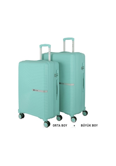 Mçs Bavul Büyük Ve Orta 2li Set Kırılmaz Silikon Valiz V374 Mint Yeşili Mint Yeşili