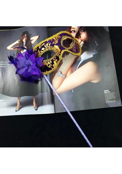 Nessiworld Lüks Taşlı Saplı Maskeli Balo Maskesi Mor Renk 35 Cm Diğer