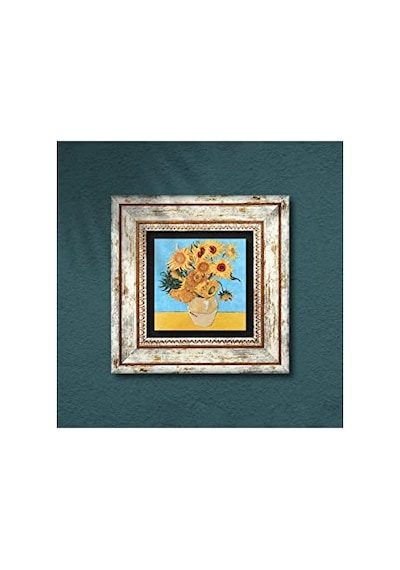 Van Gogh On İki Ayçiçekli Vazo Taş Duvar Tablosu - Çerçeveli Taş Tablo - Dekoratif Duvar Sanatı - Modern Ev Ve O Diğer