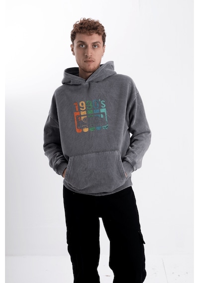 Unisex 90's Nostalji Kaset Kapşonlu Sweatshirt Çok Renkli