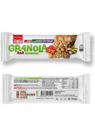 Züber Antep Fıstıklı Granola Bar 15 x 25 G Züber Antep Fıstıklı Granola Bar 15 x 25 G