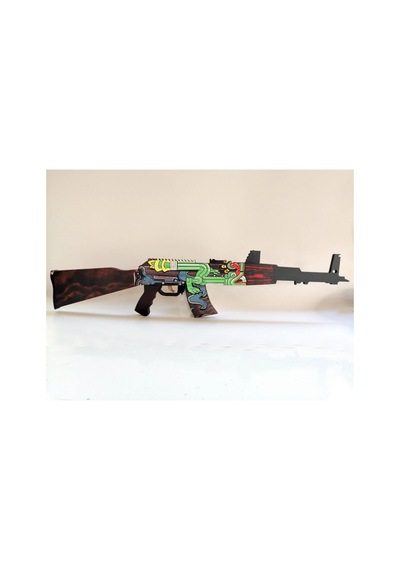 Ahşap Cs-Go Ateş Yılanı Ak-47 Lastik Atar Oyuncak Tüfek