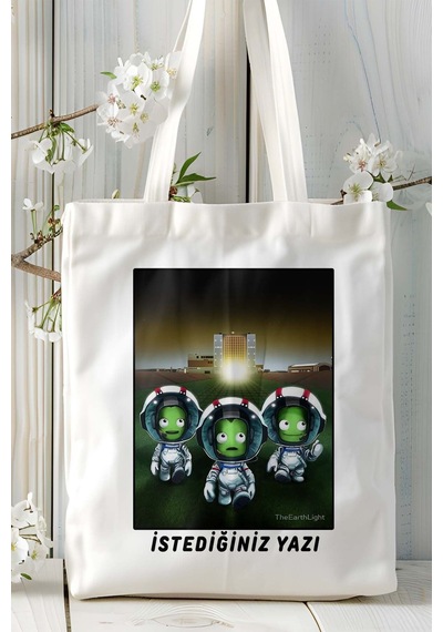 Art Hediye Kerbal Space Oyun Baskılı Bez Çanta Omuz Çantası Kişiye Özel Model 2 Çok Renkli