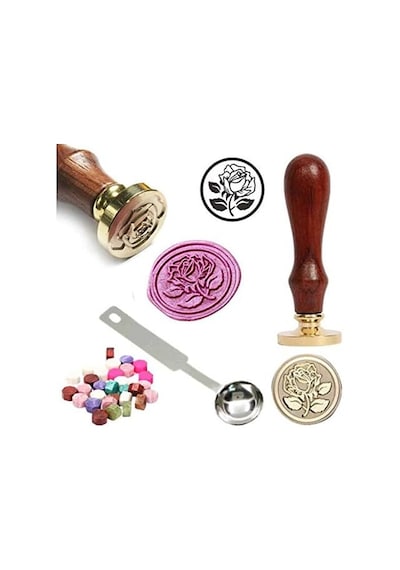 Mektup Damga Mühürü Elegant Rose + 30 Mühür Mumu + Eritme Kaşığı Genel