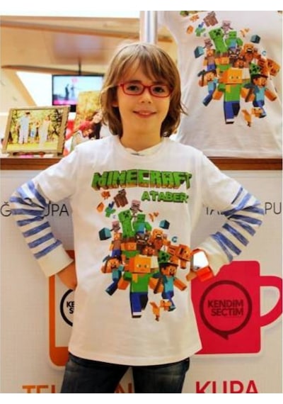 Minecraft Isminize Kişiye Isme Çocuğun Adına Özel Tişört Beyaz